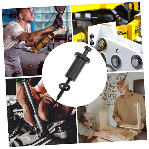 Four Sets Sliding Barn Door Track Spacers Kit With Heavy Duty Carbon Steel Wall Connectors Replacement Parts shown in various settings.