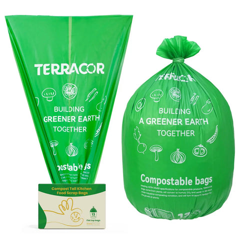 13 Gallon Compostable Trash Bags 50 Count Heavy Duty Tall Kitchen Bags for Food Scraps Certified BPI and ASTM D6400