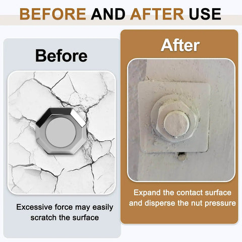Before and after use of Beveled Square Washer Set 4 Pack for M18 Bolts with 20x40 mm Inner Diameter and 304 Stainless Steel
