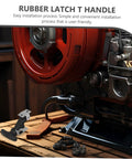 Beefy Stainless Steel Engine Hood Latch Kit With Rubber T Handle Easy Install on wooden surface near red engine part