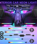Lit Interior Car Lights With App Control And RGB LED Colors, Music Mode And DIY Mode, two-line design seating area view