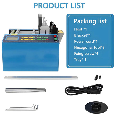High Performance Automatic Heat Shrink Tube Cutter Machine For Cable And Pipe Cutting With Digital Display Precision Control, accessories included.