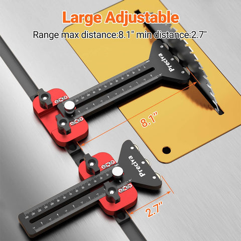 Thin Rip Table Saw Jig With Three Pulleys For Narrow Strip And Repetitive Cuts, Precision Table Saw Guide with clamp extended 8.1 inches and minimum 2.7 inches on table surface.