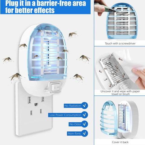 Indoor Bug Zapper With Blue Lights And Safe Design Ultra Effective Electronic Fly Trap Insect Killer For Living Room Home Kitchen