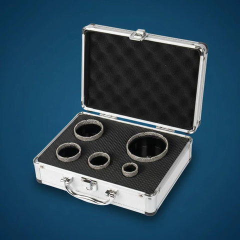 Top Tier Baoblaze Diamond Hole Cutter Kit With M14 Thread Saw Heads For Cutting Tile, Marble, Granite And Concrete Sinks, Plumbers Lines, Faucet Openings Smooth Holes Fast Professional Grade Tool Set, open case with 5 diamond hole saw heads