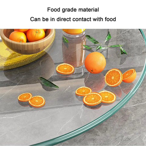 Tempered Glass Lazy Susan Turntable Large Capacity For Family Dinners And Party Night Eats, oranges on 8mm glass surface
