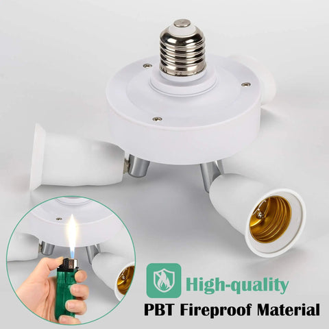 Remote Control 3 In 1 Light Socket Splitter E26 E27 Adapter with PBT fireproof material and 360-degree socket view