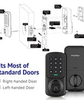 Keyless Entry Electronic Keypad Door Lock With Auto Lock And 1 Touch Motorized Locking, Bronze Finish, installation diagram