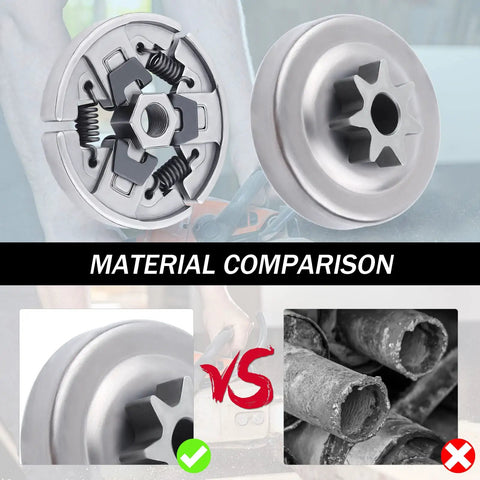 Material comparison of sprocket clutch drum kit and alternative material for MS290, MS390, MS310 chainsaws.