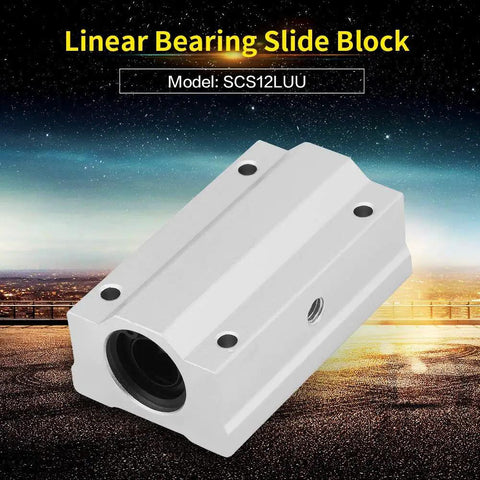 Heavy Duty 12Mm Linear Motion Ball Bearing Slide Block With Aluminum Housing And Flat Mount Base, Model SCS12LUU for CNC use.