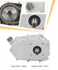 2 To 1 Gear Reduction Box With Clutch For Honda GX160 GX200 Five Point Five HP Engine, showing aluminum alloy casing and shafts