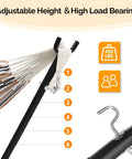 Heavy Duty Hammock Stand 450 Lbs Capacity, Adjustable Steel Frame For Indoor Outdoor Use, with height settings and hooks.
