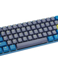 Kickass Sixty Percent Compact Mechanical Keyboard With Hot Swappable Top Tier Keys And Double Shot PBT Keycaps Dual Layer Sound Dampened Construction Plus Custom RGB Lighting For Daily Typing And Gaming Vibes That Totally Slam angled view showcasing vibrant keycaps and compact design.