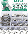 90 Piece Must-Have Conduit Clamp Assortment Kit In 304 Stainless Steel, 16 Sizes From Quarter Inch To Four Inches open case view
