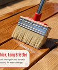 6 Inch Deck Stain Brush With 77 Inch Extendable Handle And 3 Inch Paint Brush Set for Wood Fence and Wall in use on deck