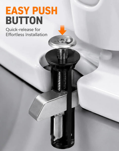 Heavy Duty Toilet Seat Fastener Bolt Kit 8 Piece Set Universal Replacement For Loose Or Damaged Seats Stainless Steel Mounting Hardware For Easy Install, quick-release button