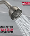 Single-Spray Touch-Clean Shower Head Chrome No-Fuss Install Delivers A Solid Full-Body Spray Durable Chrome Finish