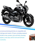 Motorcycle with 195 Piece Stainless Steel Motorcycle Fairing Bolt Kit With Bolts Screws Nuts Washers Clamps And Self Tapping Screws Universal Windshield Fasteners For Dirt Bikes Scooters Motocross In Orange