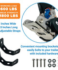 Beefed Up Stainless Steel Heavy Duty Retractable Ratchet Straps Set, 2 Inch By 43 Inch, Includes 2 Transom Tie Downs and hardware
