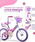 Girls 16 Inch BMX Bike With Training Wheels, Utility Basket And Streamers, Pink Kid Bike For Beginners Aged 4 To 9.