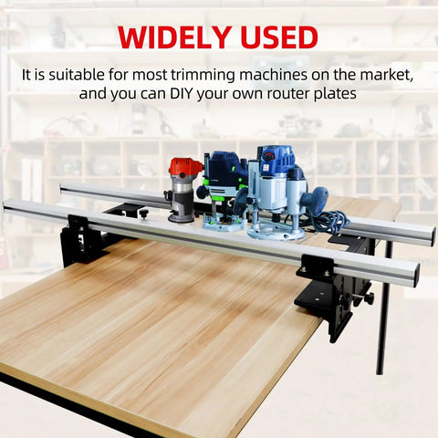 Router Sled For Flattening Slabs Three Axis 48 Inch Height Adjustment System setup on wooden table