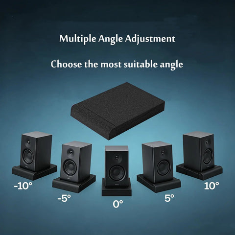 High Density Acoustic Isolation Pads 2 Pack Studio Monitor Speaker Foam with adjustable angles for optimal speaker placement.