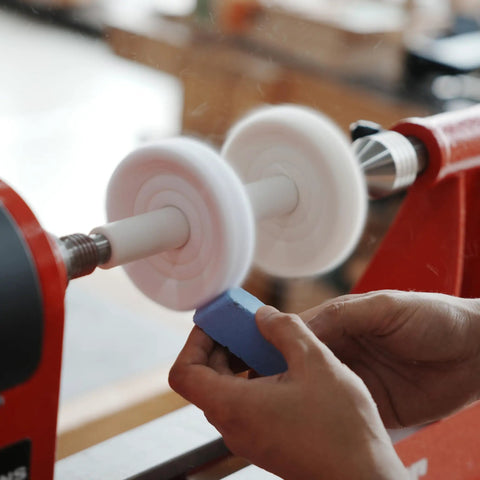 Using Woodworking Lathe Buffing System Two Step 4 Inch Wheel Buffing Mandrel with MT2 Morse Taper Mounts for polishing