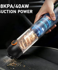Super Handy 4 In 1 Cordless Car Vacuum With 18000Pa Suction And Brushless Motor shown cleaning car seat