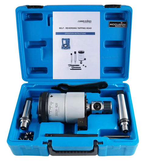 Self Reversing Tapping Head 5/16 To 3/4 Inch M8 To M20 Range With Pro Grade Depth Control To 0.004 Inch, Chatter Free Clutch, Radial Float Self Centering, Includes 1/8 And 1/4 NPT And M20 Taper Model 2600 4022