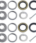 Two Piece 1 Inch Trailer Hub Bearings Kit With L44643 L44610 Bearings, D Style Tang Washers, 12192TB 15192TB Grease Seals, Cotter Pins