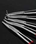 Five Piece 11 Inch Precision Long Nose Pliers Set With Insulated Comfort Grips For DIY Projects Straight 25 45 90 Degree