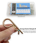 48 Piece Zinc Color Hitch Pin Clip Assortment Kit Featuring 6 Sizes R Clips Cotter Pins in case with hand holding pin