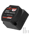 Dual Battery Isolator 12V 140 Amp Voltage Sensitive Relay VSR Kit for Marine RV with screws and ring connector.