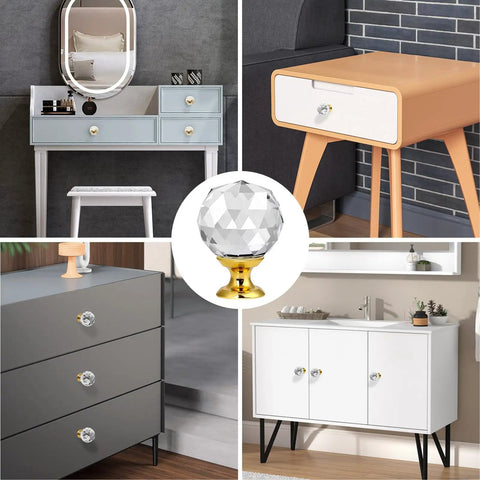 Set Of Six Totally Blinged Crystal Cabinet Knobs With Durable Zinc Gold Base And Sleek Diamond Shape For Dressers Drawers Real Home Decor Vibe Shifter Hardware