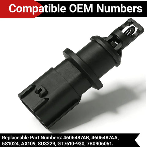 Top Shelf Intake Air Temperature Sensor Iat No Sweat Install Compatible With Chrysler Pt Cruiser Sebring Dodge Caliber Grand Caravan Jeep Compass Patriot Auto 4606487Aa Ab in black plastic.
