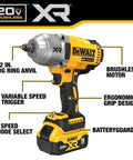 20V Max Cordless Impact Wrench With Hog Ring Anvil, Brushless High Torque Half Inch, Four Modes And Variable Speed Trigger