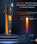 Wireless Thermal Imaging Camera For iPhone And Android With Carrying Pouch And USB C Cable, Handheld Infrared Camera displayed.