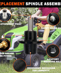 Heavy Duty Spindle Mandrel Assembly Replacement for Scag Cheetah lawn mowers shown on a green riding mower