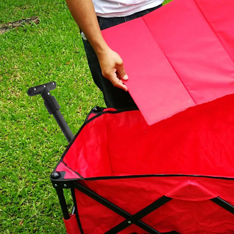Beefy Adjustable Heavy Duty Wagon Cart Pull Handle From 18 To 27.6 Inches Telescoping Replacement Handle For Folding Carts Easy Install For Outdoor Camping Trolleys And Wagons on red wagon