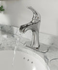Jaida Single Handle Waterfall Bathroom Sink Faucet 1 Hole Chrome Finish With Push and Seal Drain and Pforever Seal Ceramic Disc Valve Technology For Smooth Operation Deck Mount Design Easy Install Modern Look for Home Bathrooms