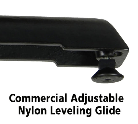 Commercial adjustable nylon leveling guide for 30 By 60 Inch Rectangular Cafe And Break Room Table With Gray Granite Top And Black T Bases