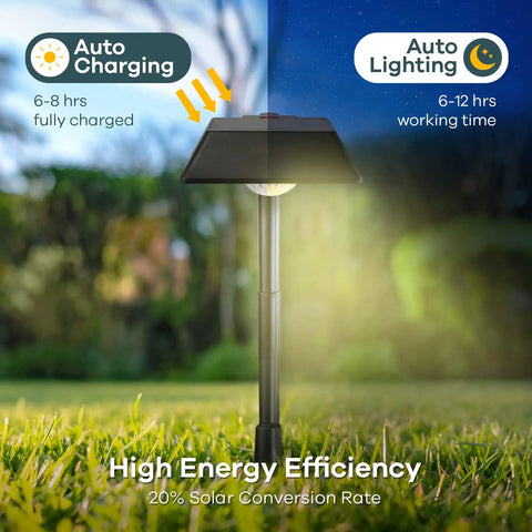 Auto-charging Solar Pathway Lights 4 Pack With 200 Lumen Brightness IP65 Waterproof Outdoor Garden Lights in grass
