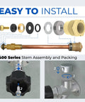 All In One Wall Hydrant Service Kit For Outdoor Faucets With Vacuum Breaker Included And Easy Replacement Handle Part Fits 500 400 300 Series Outdoor Faucet Repair Kit And Accessories, 400 series stem assembly