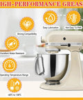 Food Grade Grease For Stand Mixers, Premium Lubricant That Reduces Noise And Wear, Extends Machine Life, Keeps Your Stand Mixer Running Smoothly, Includes Applicator Stick And Brush, 120g on stand mixer