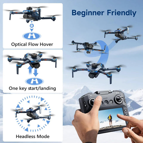 Mini Drone With HD Camera And Sweet 4.3 Inch LCD Screen, Foldable Quadcopter in various modes, control and mountain view
