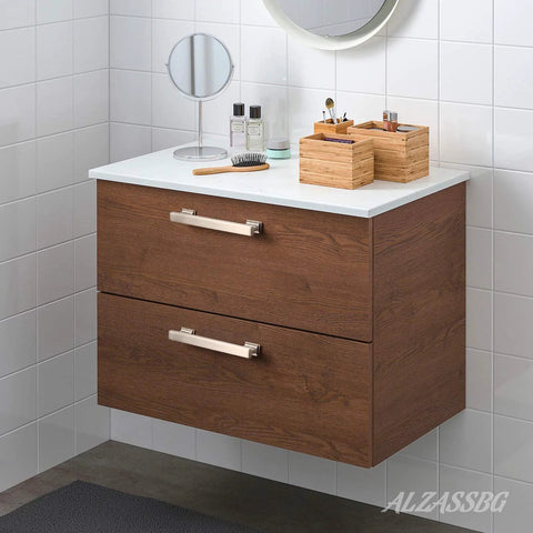 Bathroom vanity with 10 Pack Brushed Satin Nickel Cabinet Pulls With 5 Inch Hole Centers For Cabinets And Drawers, modern design