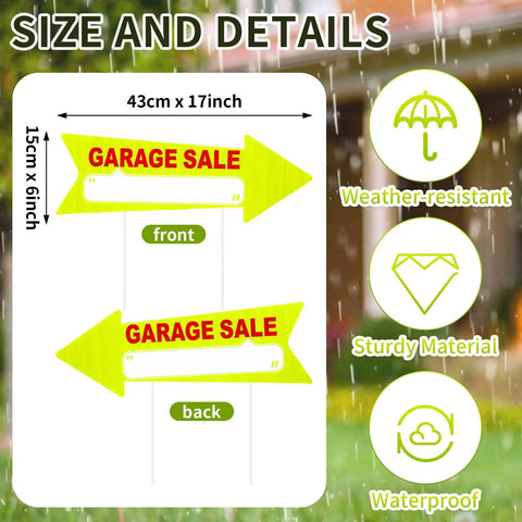 12 Pack Double Sided Neon Arrow Garage Sale Signs With Stakes 17 X 6 Inches High Visibility This Way Plastic Decoration Yellow And Red Great For Yard Sales Flea Markets Or Pop Up Events Easy To See From Afar, 43cm x 17inch