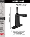 Diagram of Vesna Single Hole Bathroom Faucet With Single Handle Chrome Finish, showing dimensions and installation options.