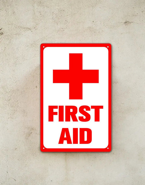 First Aid Sign 8x12 Inch Aluminum Safety Sign Built Tough For Heavy Duty All Weather Use Rugged And Weatherproof Rustproof