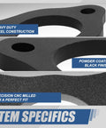 Level Up Your Rig Today With This Sick Pair Of 0.5 Inch Front Upper Mount Suspension Leveling Lift Spacers Kit Built For Dodge Ram 1500 4wd Trucks Featuring A Tough Black Powder Coated Finish showing steel construction and precise CNC milling.
